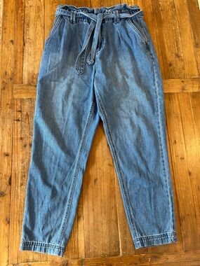 Bonobos High-Rise Paperbag Jeans in Blue Denim